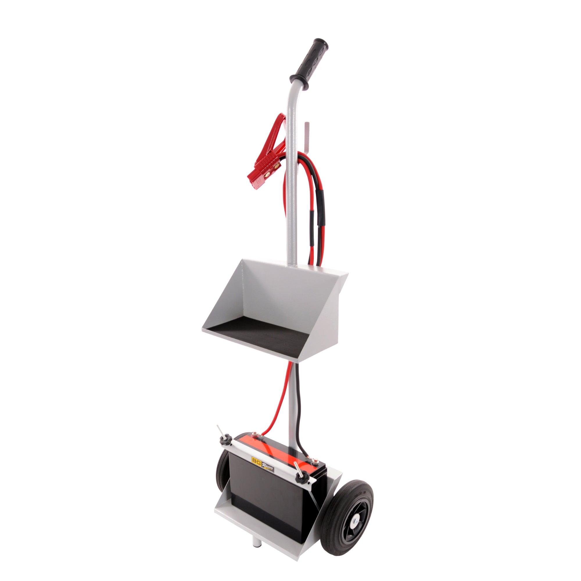 Battery Trolley With Tray - Grey Powder Coated