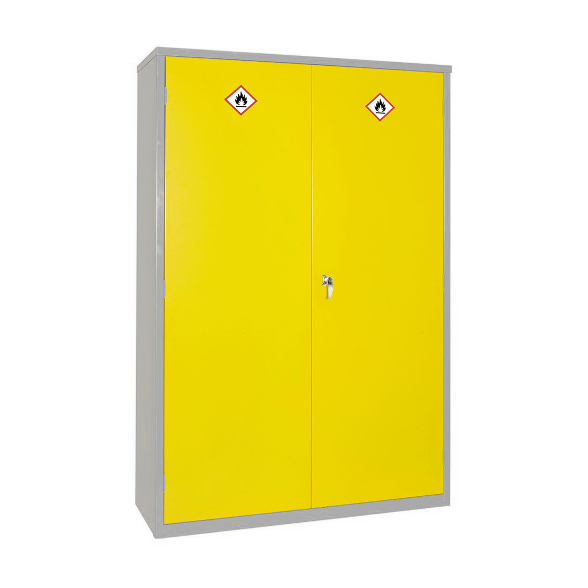 COSHH Cabinet Grey With Yellow Doors 3 Shelves 1800 x 1220 x 460mm