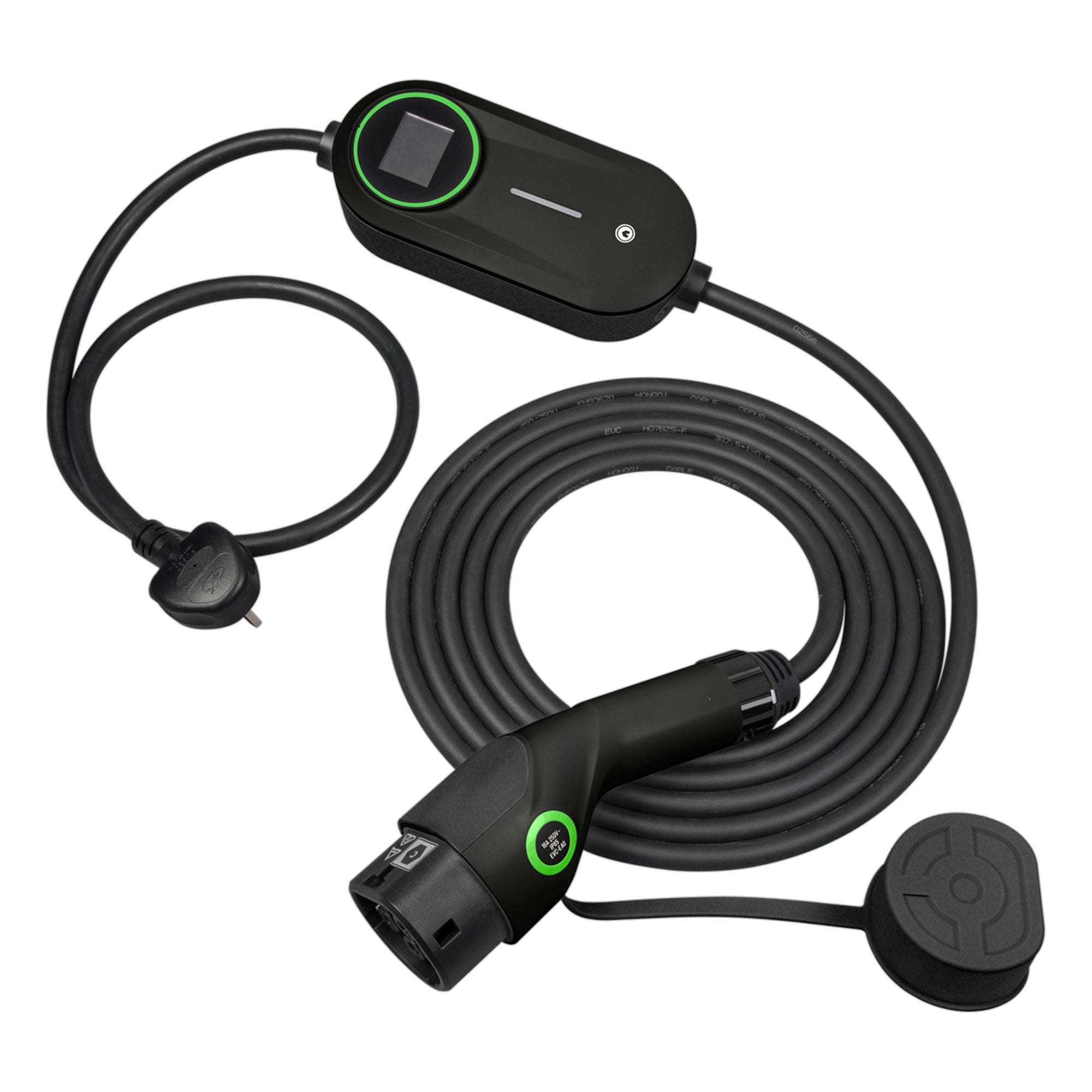Adjustable (3.5kW) Type 2 to UK 3-Pin Plug Portable EV Charger - 5m Cable