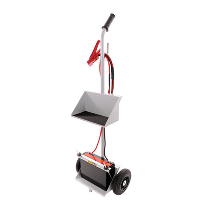 Battery Trolley With Tray - Grey Powder Coated