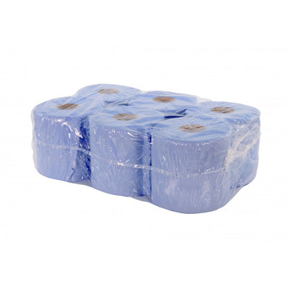 Blue Paper Towel Roll (x 6) 2 Ply - 19cm x 19cm - 400 Sheets