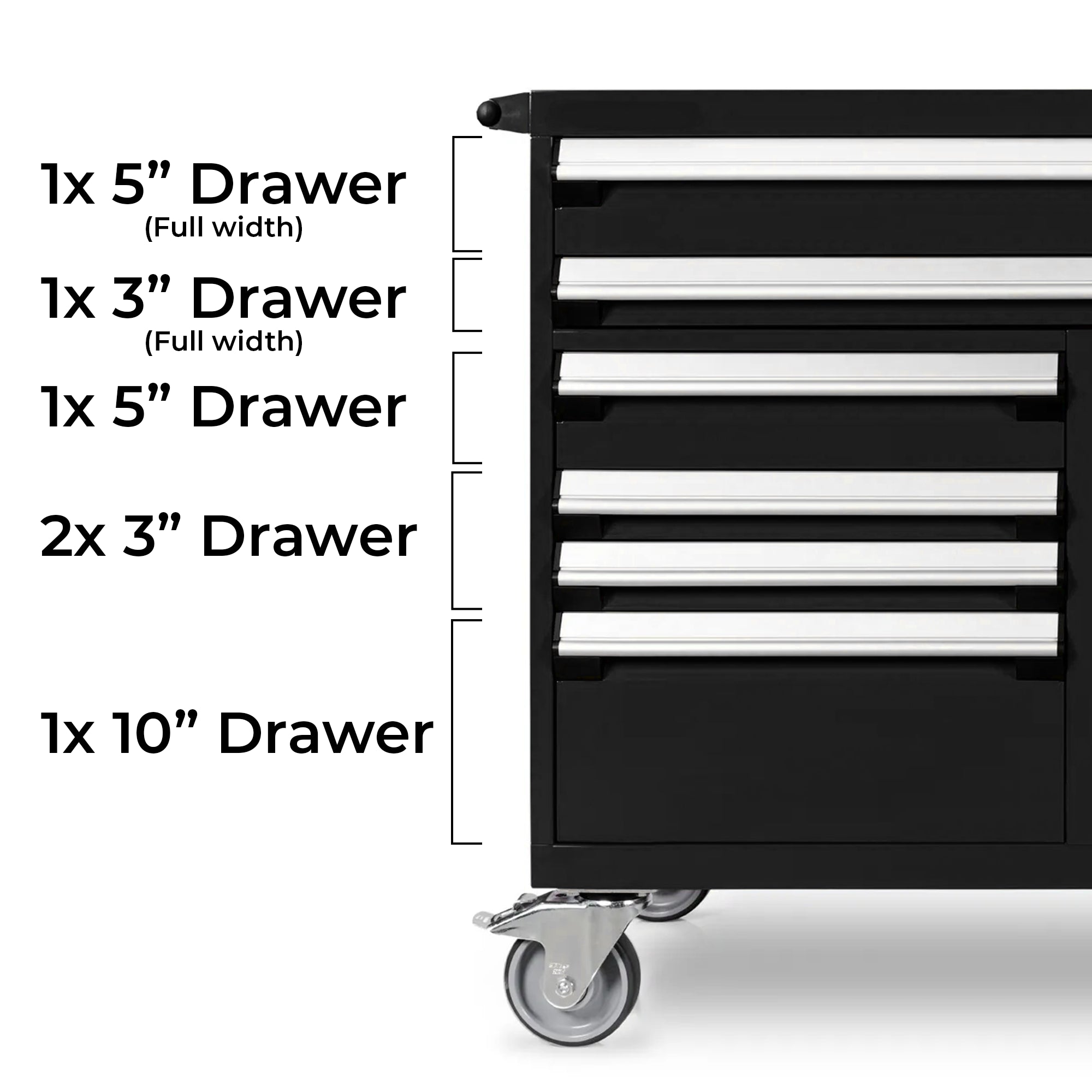 Rousseau Mobile 11 Drawer 60 Inch Black Toolbox