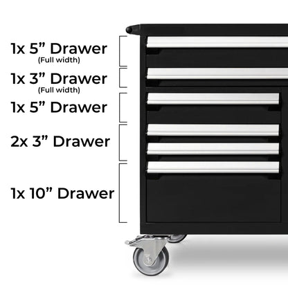 Rousseau Mobile 11 Drawer 60 Inch Black Toolbox