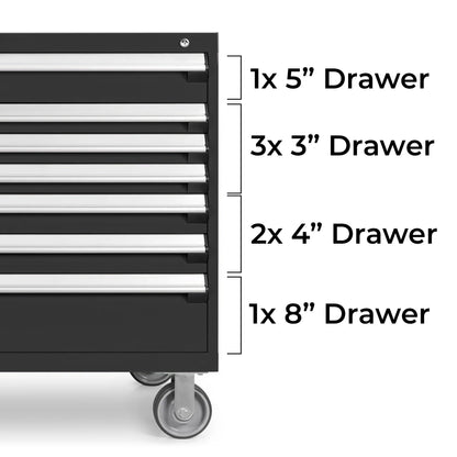 Rousseau Mobile 7 Drawer 48 Inch Black Toolbox