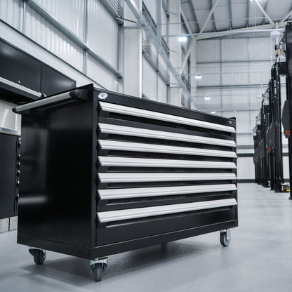 Rousseau Mobile 7 Drawer 48 Inch Black Toolbox