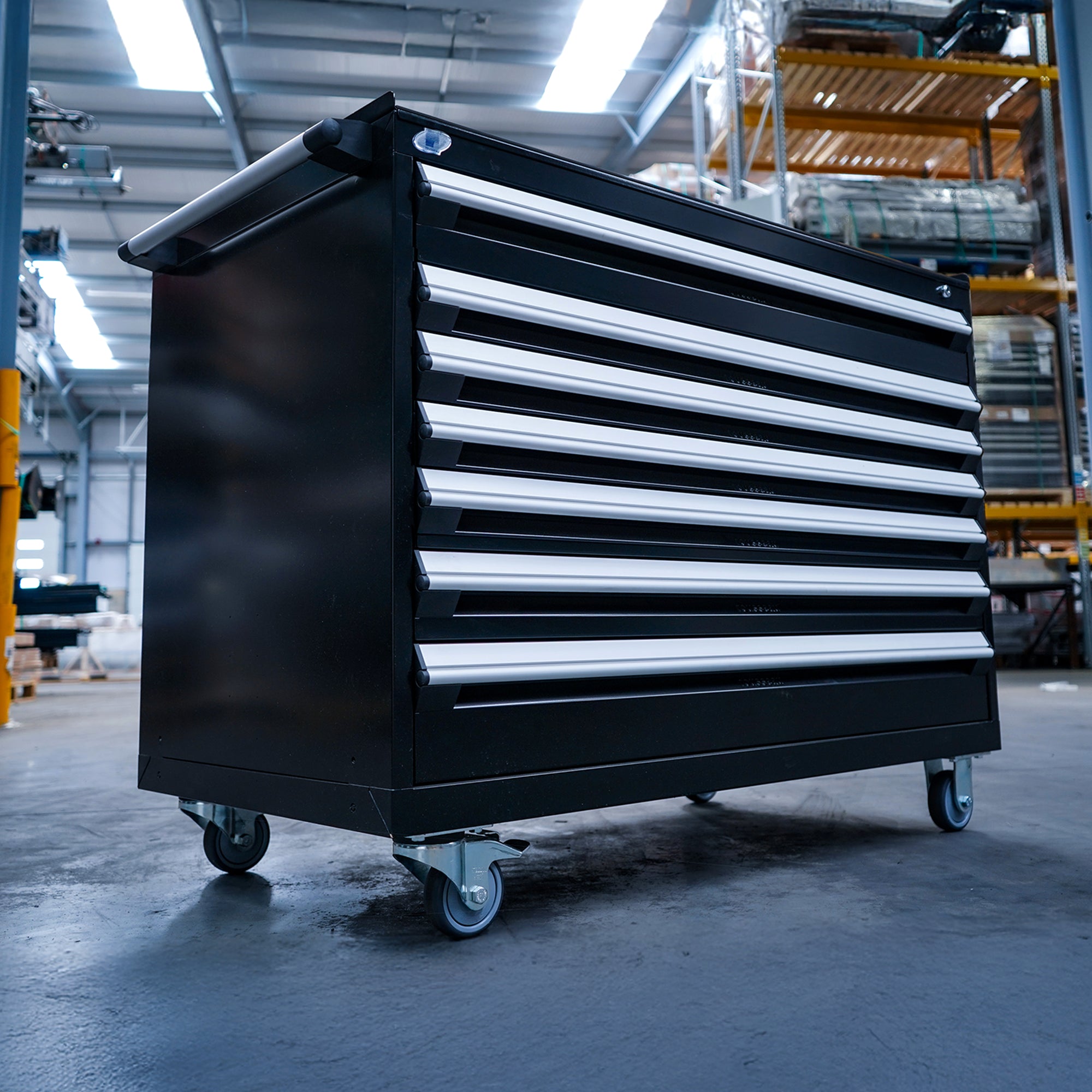 Rousseau Mobile 7 Drawer 48 Inch Black Toolbox