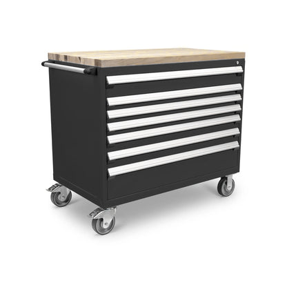 Rousseau Mobile 7 Drawer 48 Inch Black Toolbox